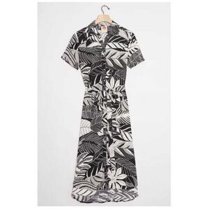 FARM Rio Anthropologie Adonidia Shirtdress Midi Large Black White